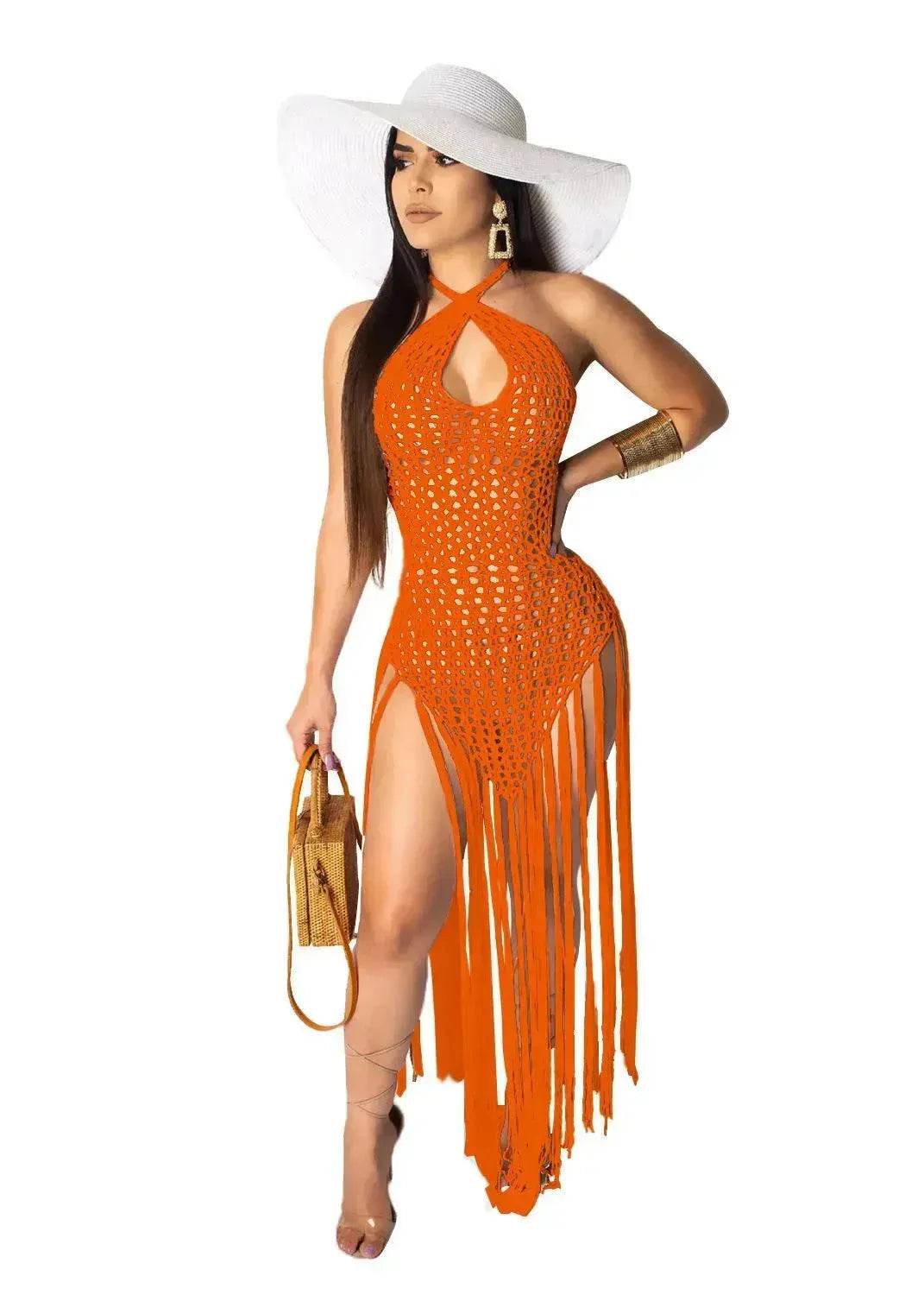 European And American Woven Two-Wear Method Fringed Beach Skirt