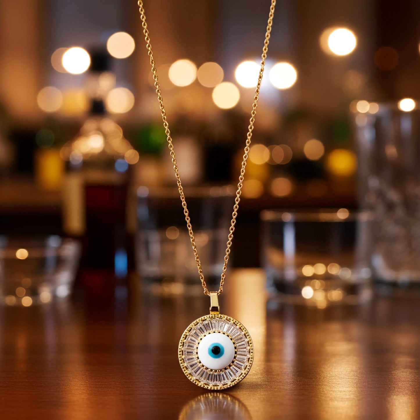 Evil Eye Gold Plated Pendant Necklace