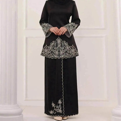 Exquisite Embroidery Two-piece Suit for Turkey Dubai Middle East Women Abaya inspired