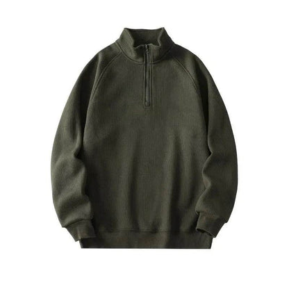 Autumn Winter half zip Stand-collar Fleece Sweatshirt Pullover tops for men