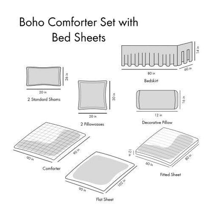 9pcs Queen bed set Boho Comforter Full bedding sets