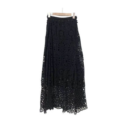 Spring Summer Crochet Lace Patchwork A- Line Beach Skirt Holiday Style Hollow-out flared flowy Maxi Skirt