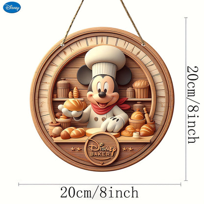 Disney Mickey Mouse Bakery Wooden Sign - 8"X8" Round Disney Decorative Wreath Centerpiece, Perfect For Home & Outdoor Farmhouse Decor, Door And Window Accent