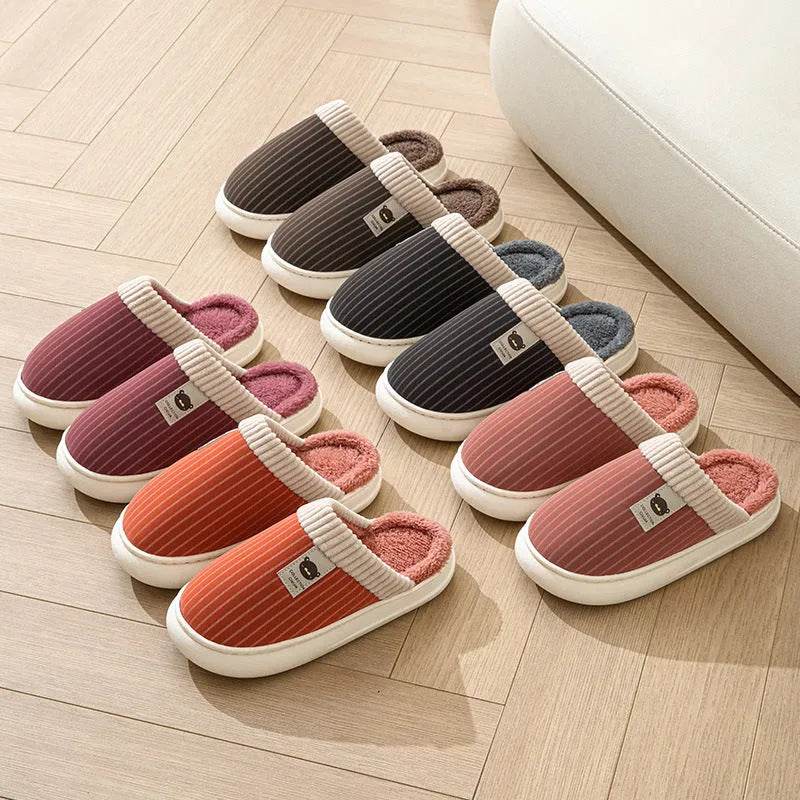 Striped Slippers – Non-Slip Warm Wear-Resistant Footwear