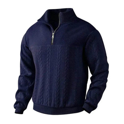 Casual Autumn Winter Half Zip Stand Collar Pullover Sweater top  Men