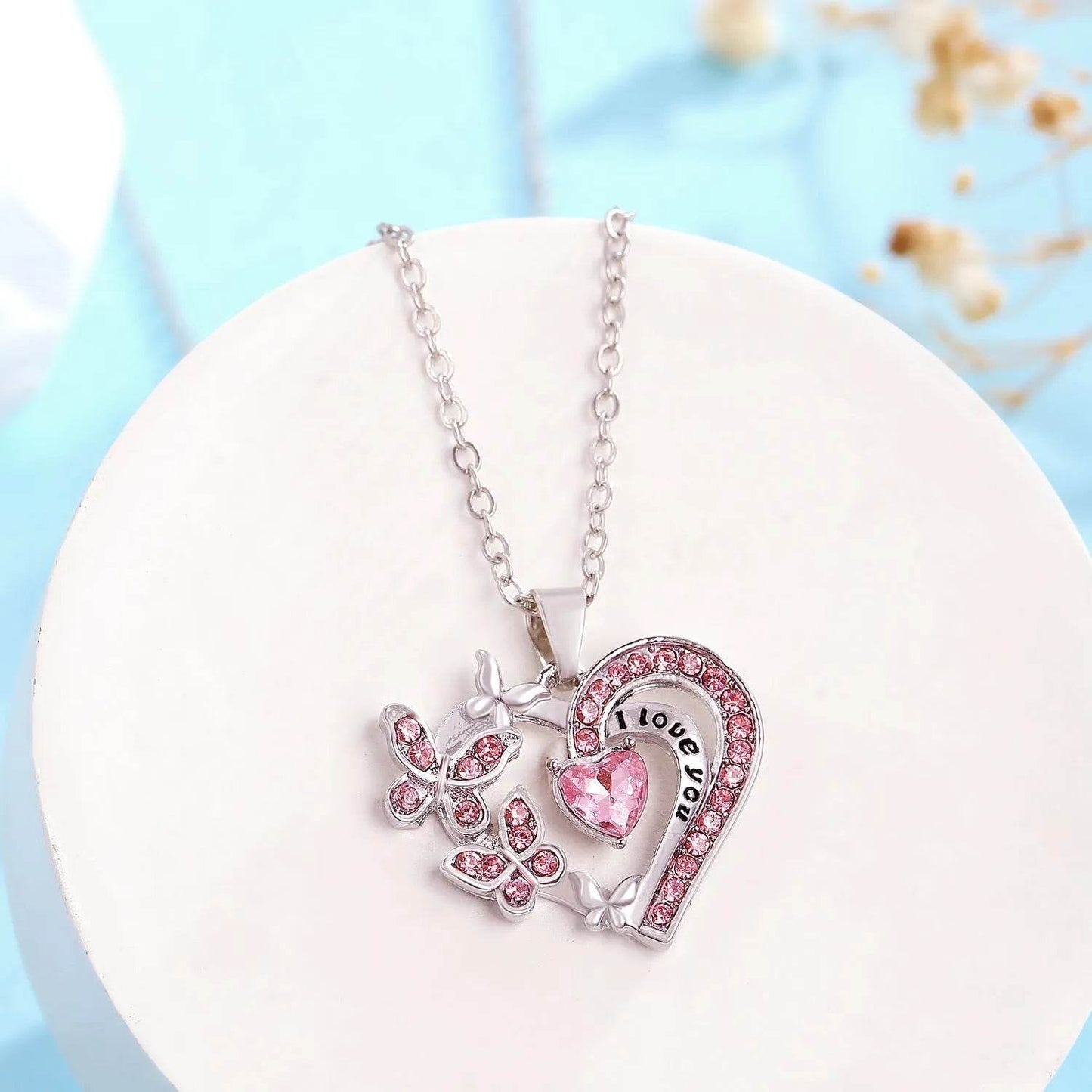 Collier papillon Ins avec strass, pendentif chaîne de clavicule creuse en forme de cœur, tendance et personnalisé, pour la Saint-Valentin