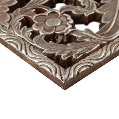 Distressed Carved Wood 2-piece Wall Decor Set