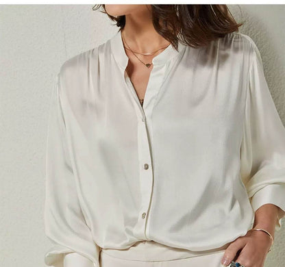 Chemise en soie simple et ample pour femmes, style décontracté, pour l'automne