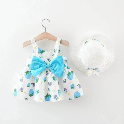 Casual Newborn Baby girl Printed Bow Princess Dress