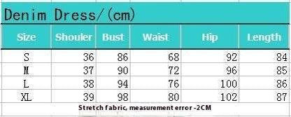 Stretch Mid Length Retro jeans Slim Single-breasted button down short sleeve Denim Dress