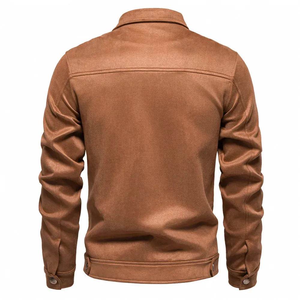 Veste à revers zippée mode, automne hiver, manteau en daim uni, vêtements d'extérieur pour hommes
