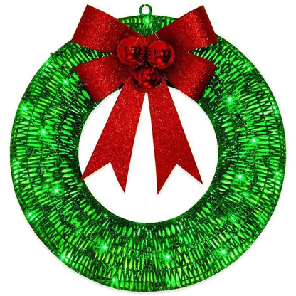 Front Door Wreath Bowknot Luminous LED Light Christmas Garland