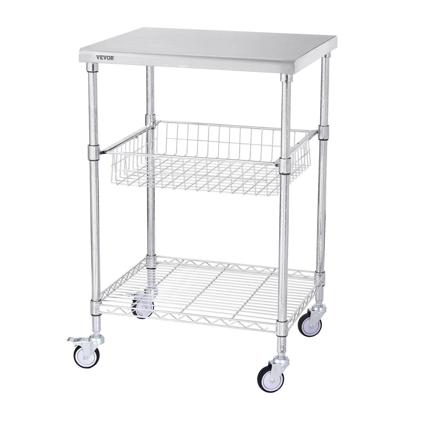 VEVOR 3-Tier Workbench Utility Cart for Kitchen Office