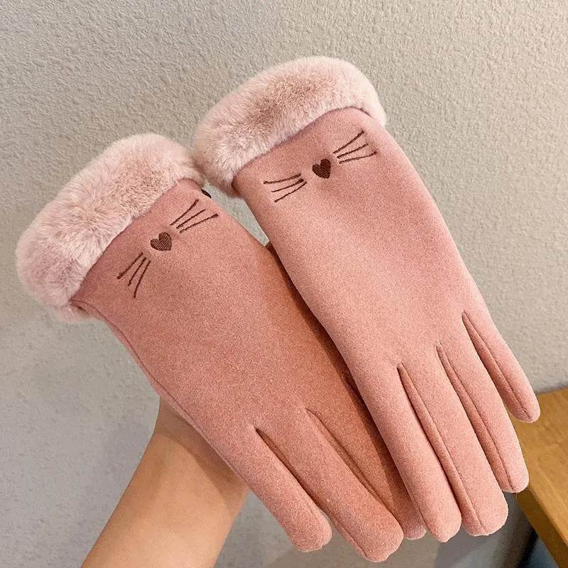 Gants d'équitation en daim matelassés, doublés polaire, chauds et mignons