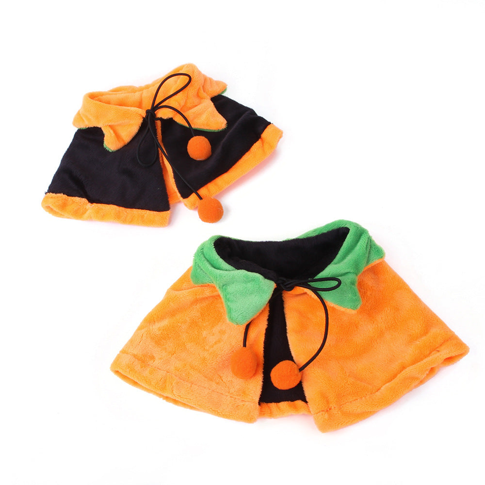 Halloween Pumpkin Dog & Cat Cape – Plush Double-Sided Pet Cloak with Optional Hat