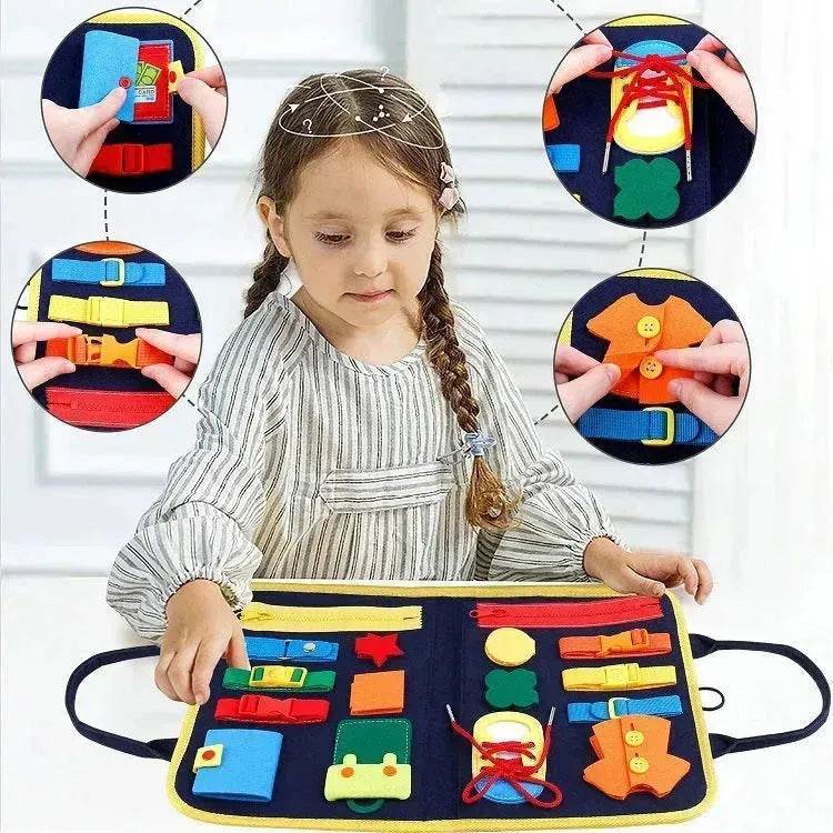 Nouvelle planche d'activités pour enfants Busy Board, jeu d'apprentissage de l'habillage et du boutonnage pour bébé, jouet d'apprentissage sensoriel préscolaire pour l'éducation précoce