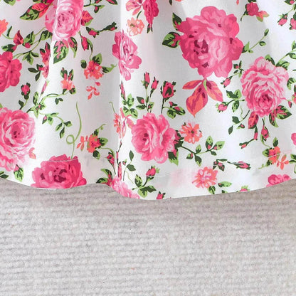 Ensemble robe-salopette et bandeau imprimé floral pour bébé fille, tenue d'extérieur pour bébés filles avec nœud papillon, robe rose pour bébé fille
