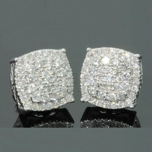 Boucles d'oreilles clous diamant et pierres de couleur