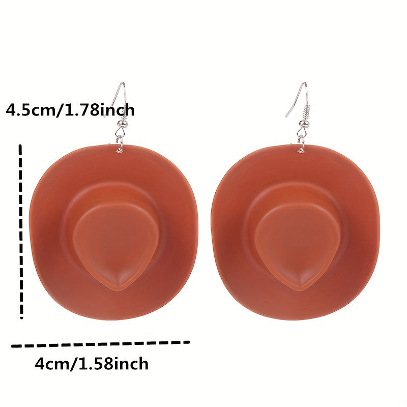 1 paire de boucles d'oreilles pendantes fantaisie en forme de chapeau de cowboy disco - Bijoux fantaisie amusants pour filles et femmes - Idée cadeau unique pour anniversaire, Noël ou toute autre célébration