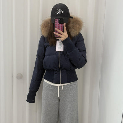Women's Thickened Fleece-Lined Slim-Fit Cotton Coat with Detachable Faux Fur Collar