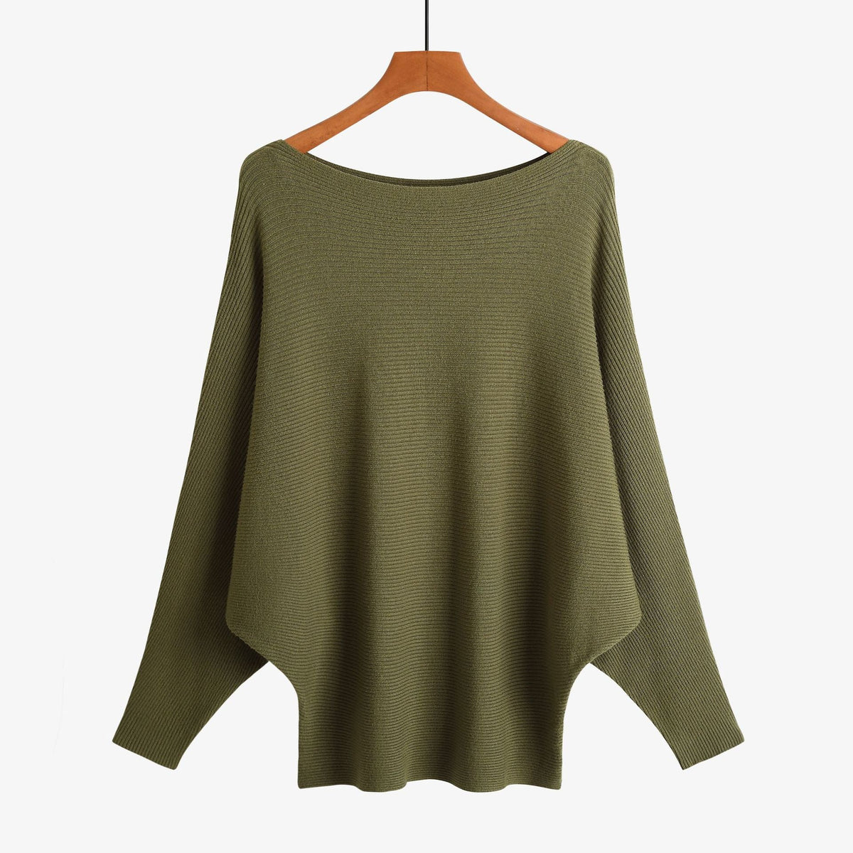 Women’s Halter Neck Batwing Knit Pullover Top – Stretchy Relaxed-Fit Casual Sweater