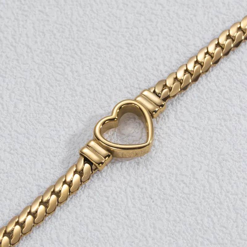 Mode Simple Creux Cœur Acier Titane Bracelet Saint-Valentin cadeau