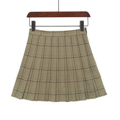 Mini Plaid Pleated High Waist Skirt A- Line Skirt