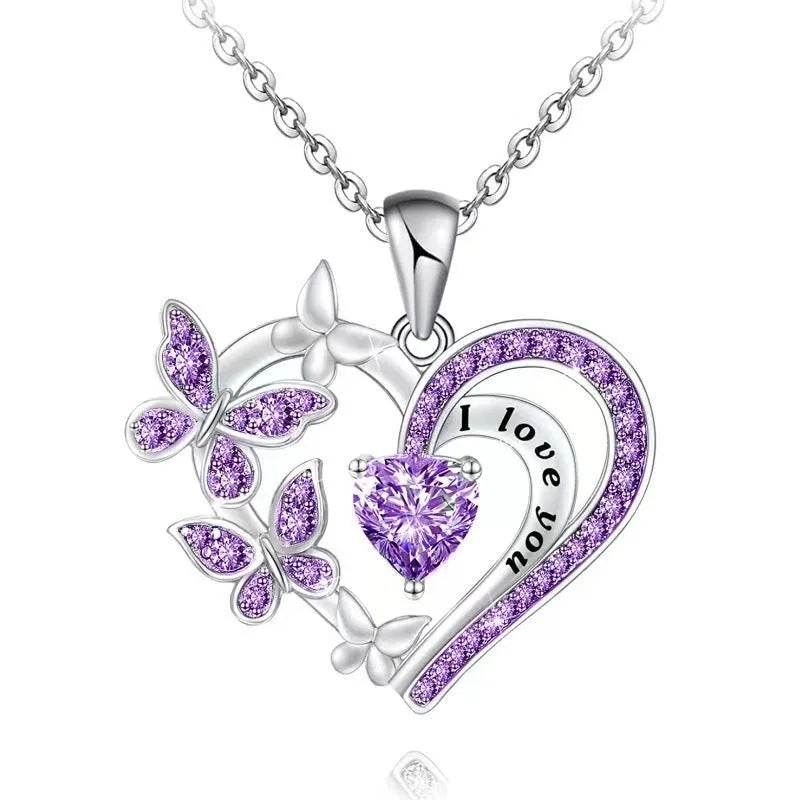 Collier papillon Ins avec strass, pendentif chaîne de clavicule creuse en forme de cœur, tendance et personnalisé, pour la Saint-Valentin
