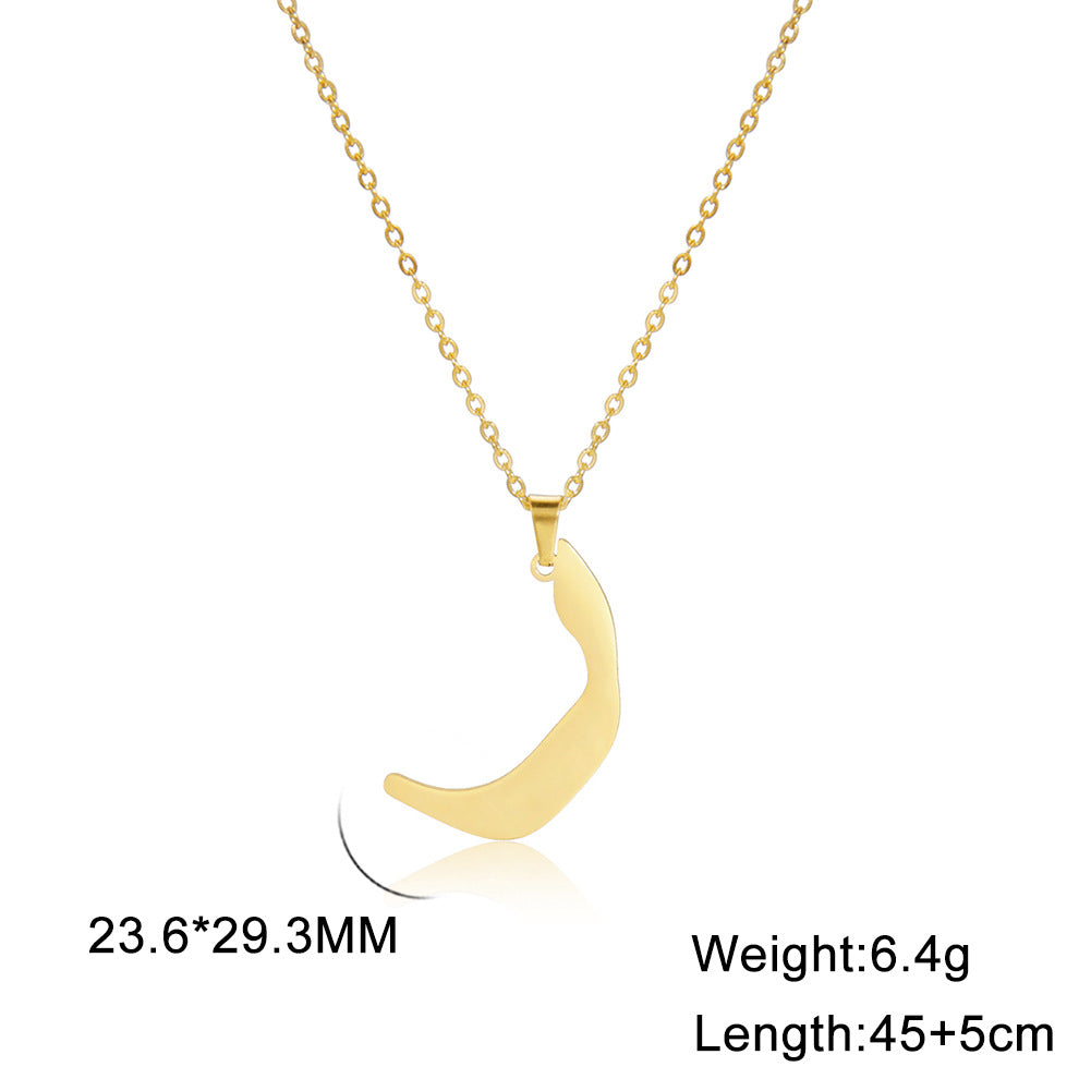 Cut Arabic Letter Pendant Stainless Steel Necklace