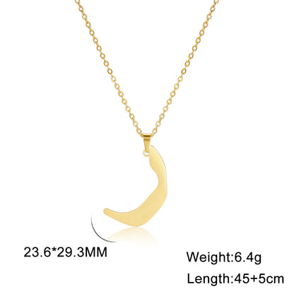 Cut Arabic Letter Pendant Stainless Steel Necklace