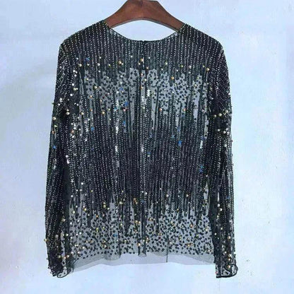 Fashion Bottoming Sequined  evening Top blouse  For Women