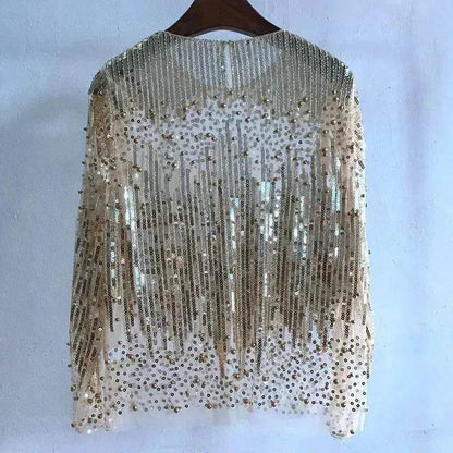 Fashion Bottoming Sequined  evening Top blouse  For Women