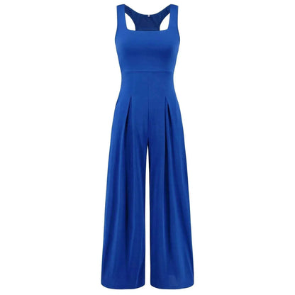 Fashion Casual Knitted Sling Wide-leg Jumpsuit