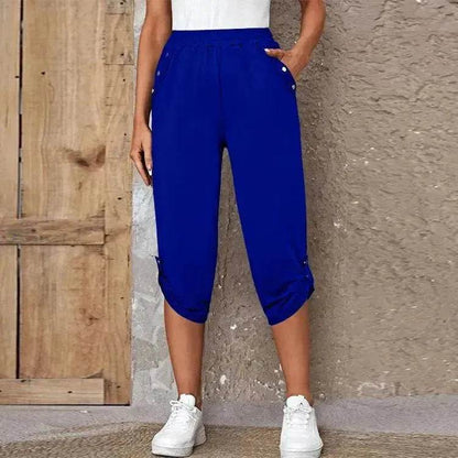 Fashion Cropped Trousers With An Elasticated Waist Women