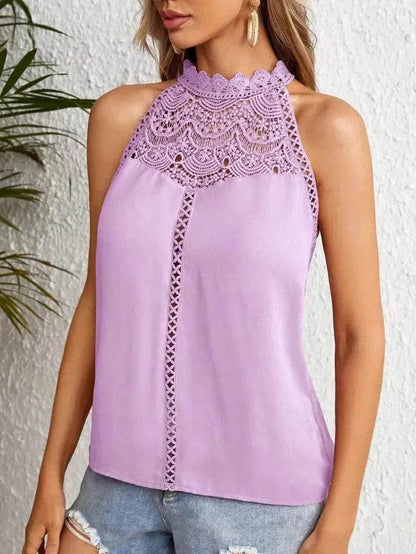 Fashion Hollowed-out Lace Gas Vest Top For Women