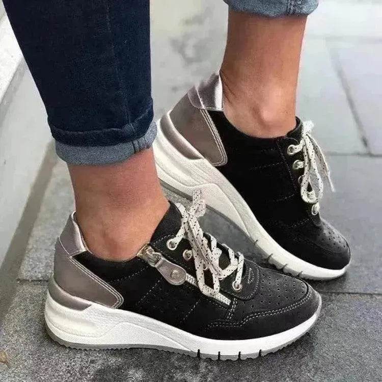 Baskets à lacets tendance, confortables à semelle épaisse pour femmes