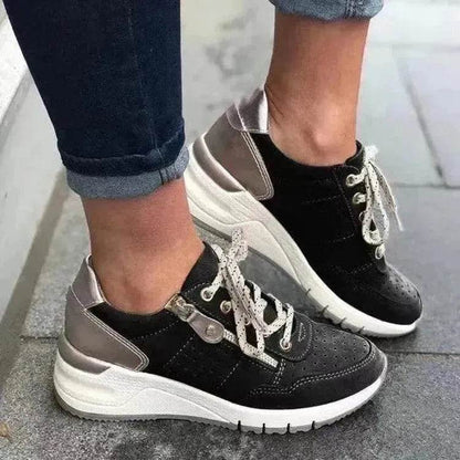 Baskets à lacets tendance, confortables à semelle épaisse pour femmes