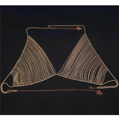 Chaîne de corps fantaisie en strass pour femme, soutien-gorge de bikini pour danse exotique