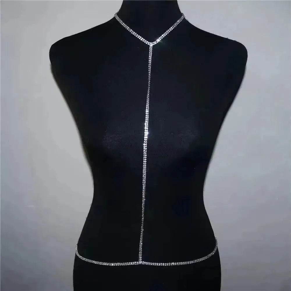 Chaîne de corps fantaisie en strass pour femme, soutien-gorge de bikini pour danse exotique