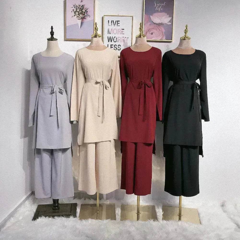 Fashion simple Arab  lace up dress