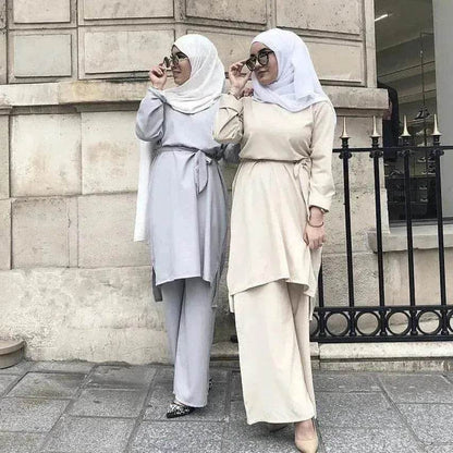 Fashion simple Arab  lace up dress