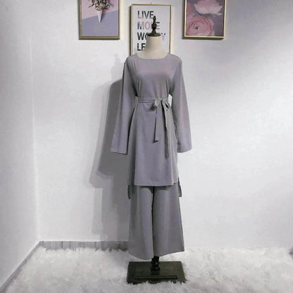 Fashion simple Arab  lace up dress
