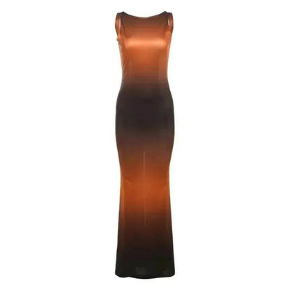 Fashion Trend Multicolor Printed Pullover High Waist Dress