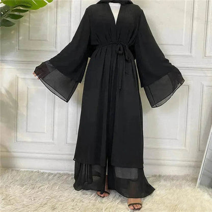 Fashionable Arab  Cardigan Chiffon Robe