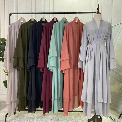 Fashionable Arab  Cardigan Chiffon Robe