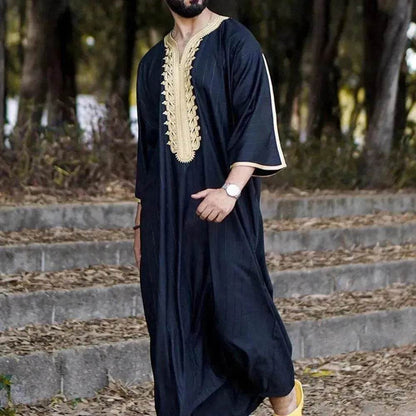 Fashionable and Elegant Fashionable ArabMen's Long Shirt Black Arab  Robe Moroccan Men's Jalabiya