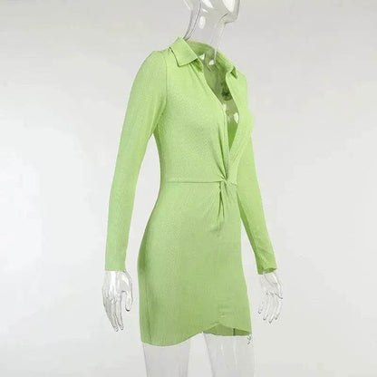 Fashionable Charming New L-neck Twisted Charming Tight-fitting Dress