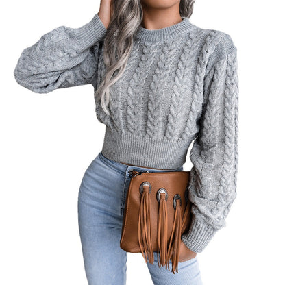 Women’s Autumn Knit Sweater Crop Top – Stylish Cropped Pullover Jumper
