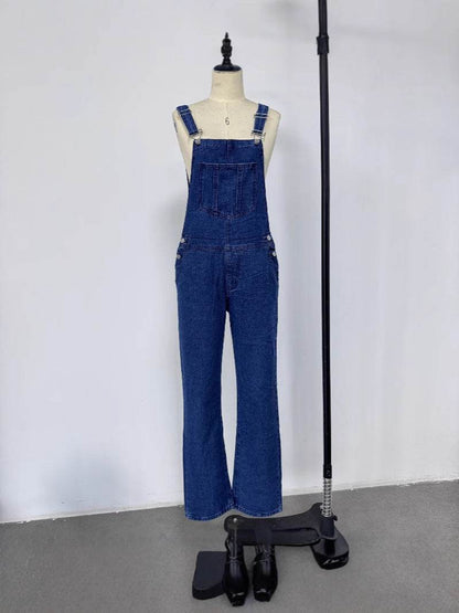 Jeans with Suspender Buttons – Women’s Wide Leg High Waist Denim