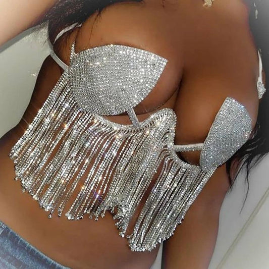 Soutien-gorge à pampilles en strass - Chaînes de corps européennes et américaines pour femmes
